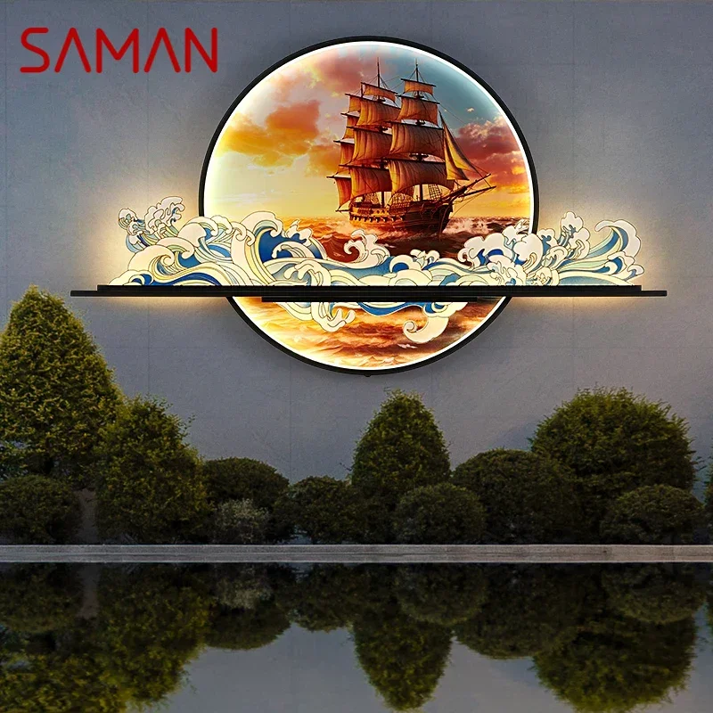 

SAMAN Outdoor Mural Lamp LED Creative Circular Landscape Waterproof Mural Outdoor Villa Courtyard Garden Decoration Painting