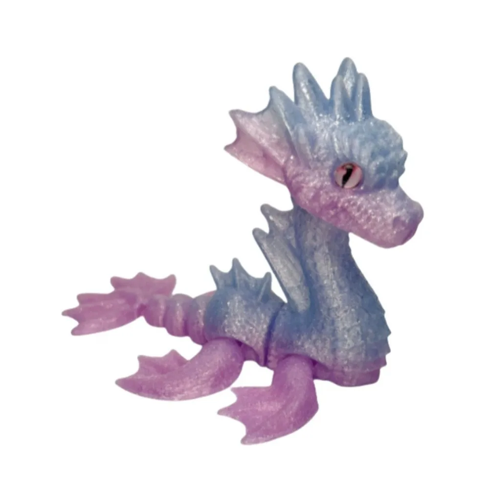 3D Printed Long Haired Dragon Multi-color Gradient Toy Home Office Desktop Ornament Micro Landscape Garden Decoration Xmas Gift