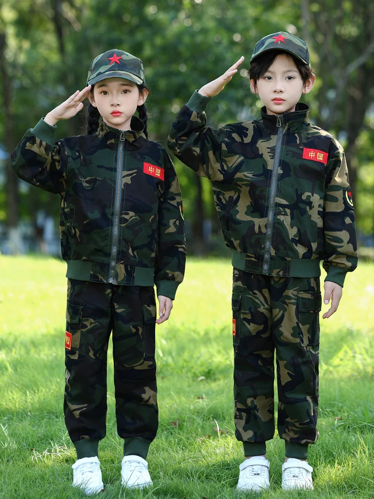 camouflage-uniform-set-for-boys-kindergarten-military-training-performance-spring-autumn-long-sleeve-cotton-blend-fabric