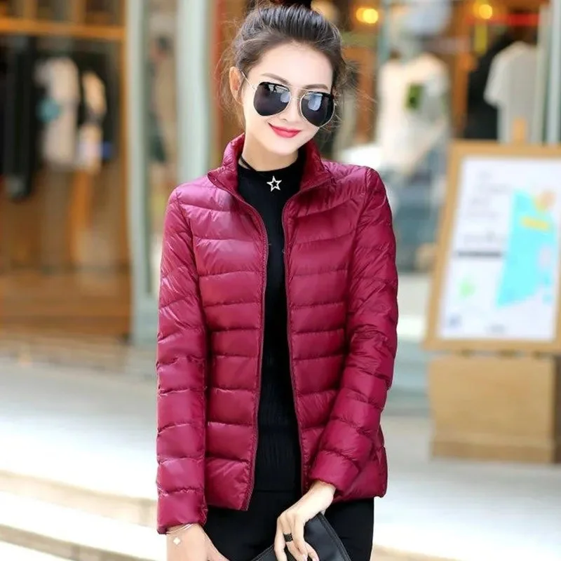 2024 Autumn Winter Down Jacket Women Parkas New Stand-UP Collar Warm Cotton Padded Jacket Light Thin Down Coats Ladies Outwear