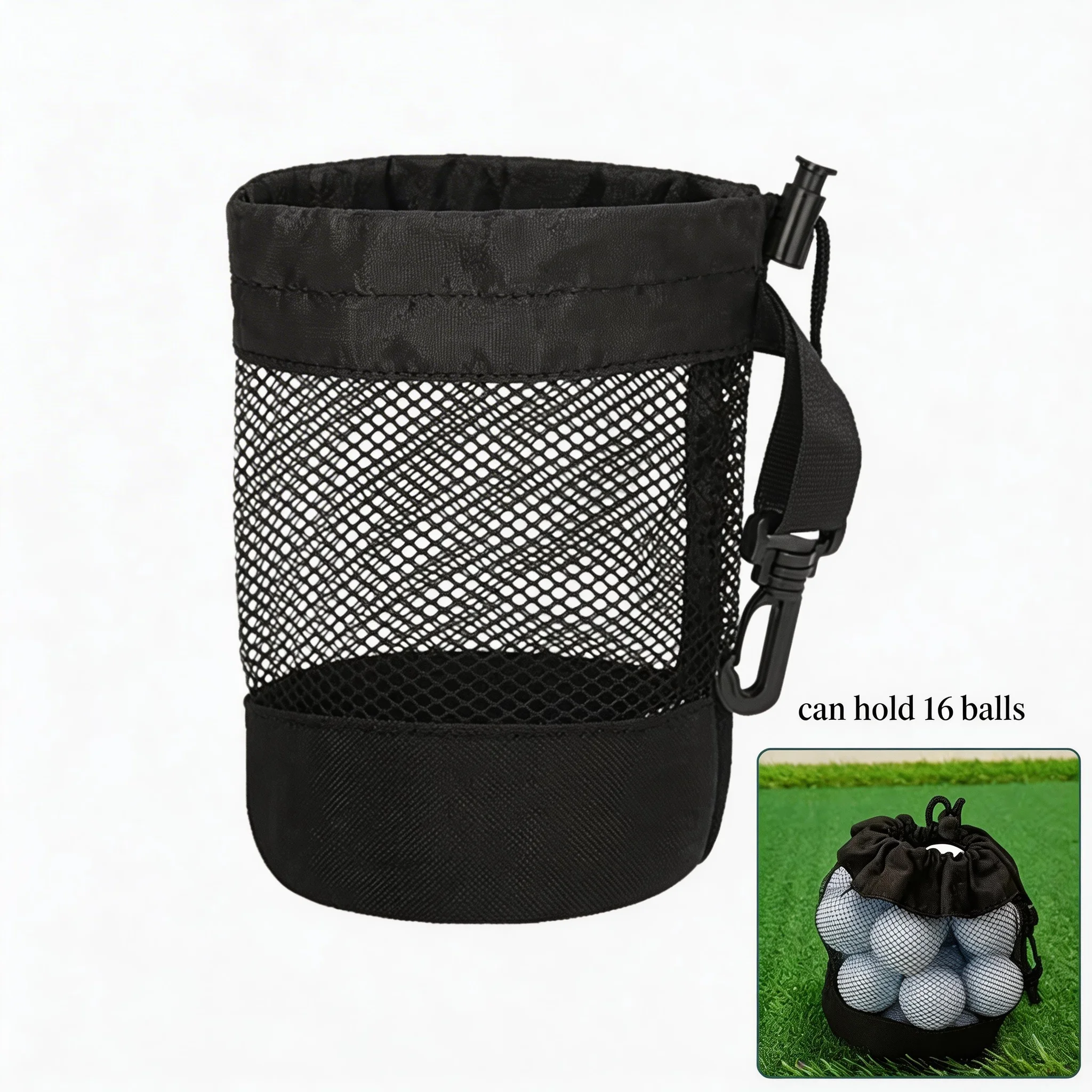

Сумка для хранения мячей для гольфа из полиэстера, водонепроницаемая, с затягивающимся шнурком, сетчатыми карманами, для удобной организации хранения, сумка-органайзер для гольфа