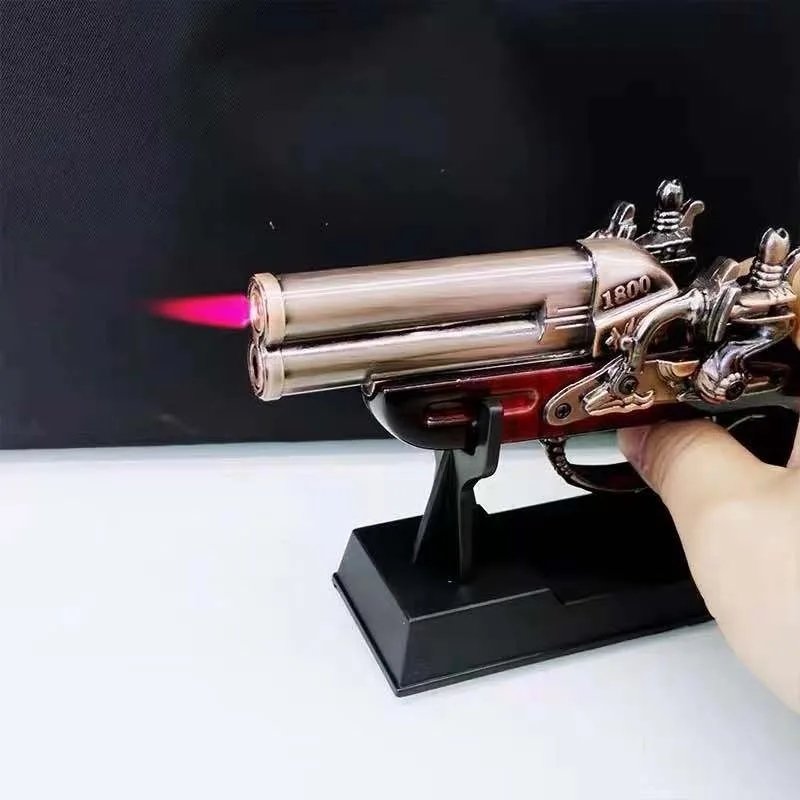 جديد بندقية نموذج أخف يندبروف لهب مفتوح المعادن السيجار الشاعل زخرفة باردة الأحمر النار ولاعات السجائر وملحقات التدخين