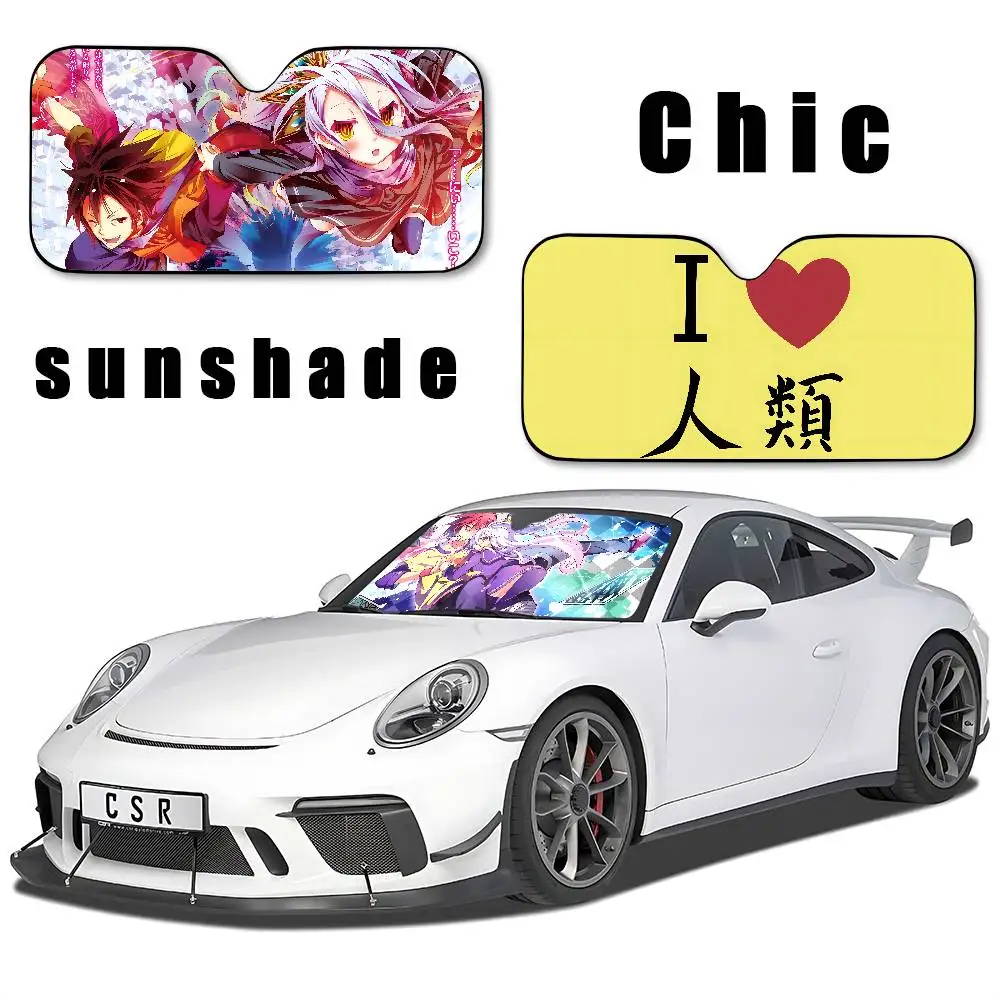 لا لعبة لا حياة أنيمي سيارة ظلة سيارة ظلة يغطي غطاء الزجاج الأمامي العالمي للطي قناع #4