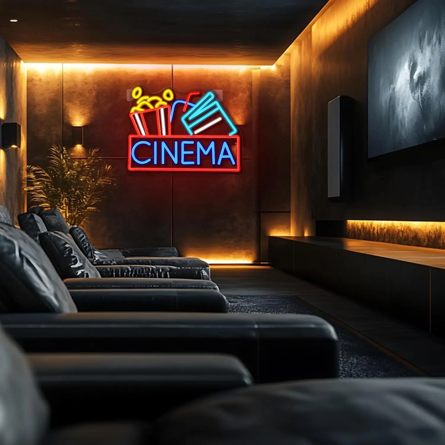 Cinema Neon Sign USB Powered LED Dimmable LED Islamic Neon Light for Home Bar Movie Night Party Man Cave Film Room Wall Decor