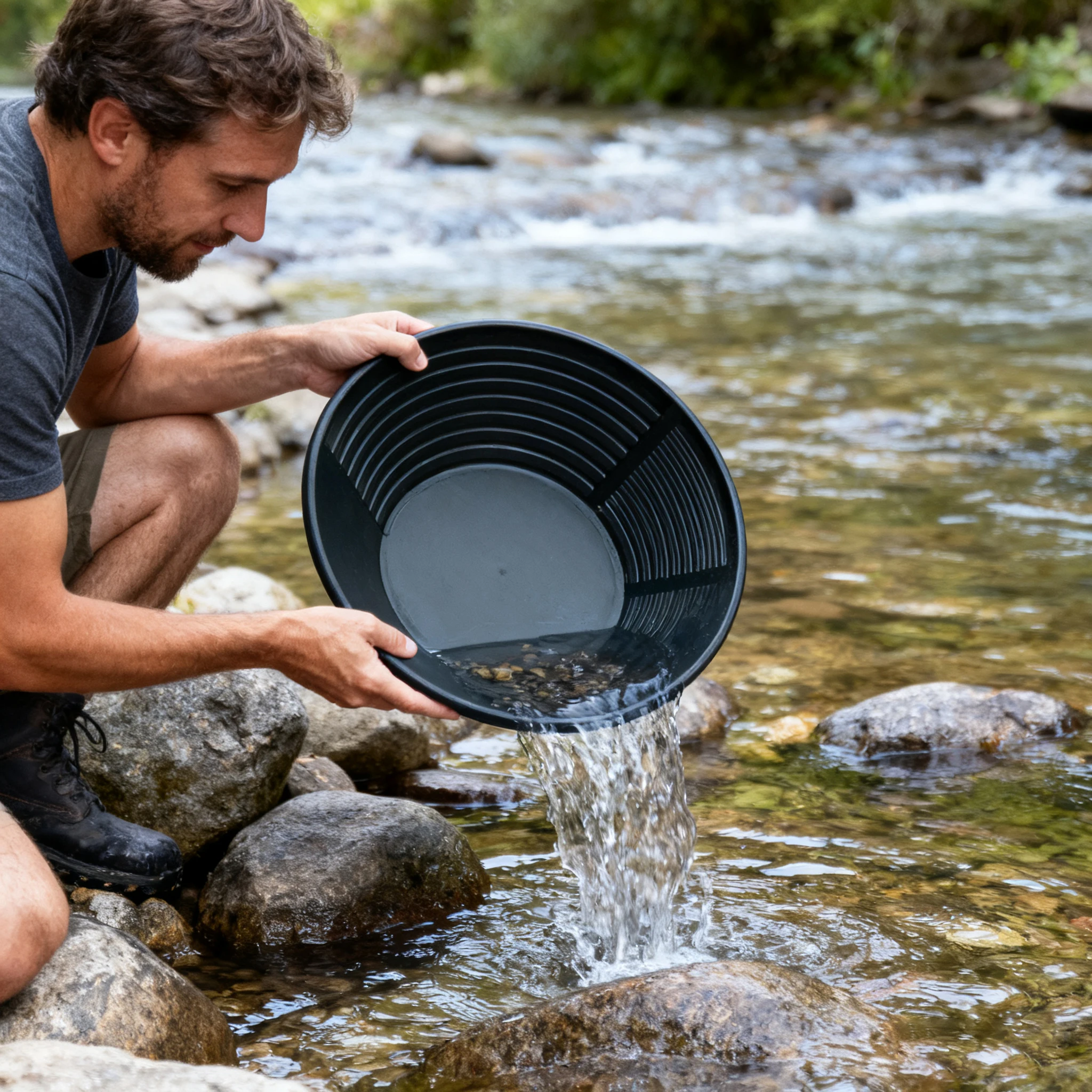 Portable Manual Gold Panning Tool, Without Electric Power, Gold Panning Basin, Riverbed Gold Panning Basin, Helps with Efficient Cleaning during Gold Panning, Suitable for Mountain River Exploration, River Mining Assistance, Stream Exploration Tools, Exploration Tool Set, Field Design, Lightweight Gold Panning Kit, Reliable Structure, Efficient Cleaning Design, for Beginner Miners, Prospectors