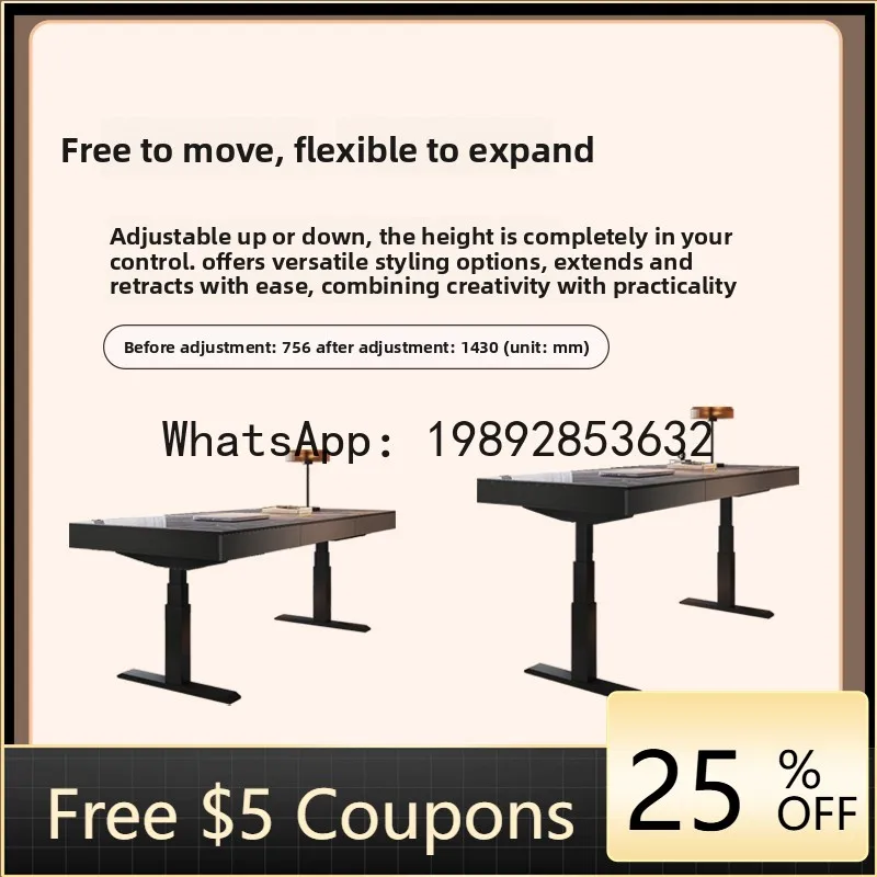 Z3 Minimalist Electric Height Adjustable Rock Slab Desk Solid Wood Custom Home Study Computer Desk Study Desk