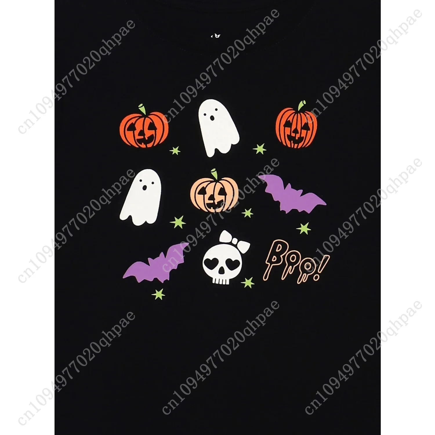 تي شيرت برسومات الهالوين للفتيات بأكمام قصيرة من الطريق للاحتفال، مقاسات 4-18 #5