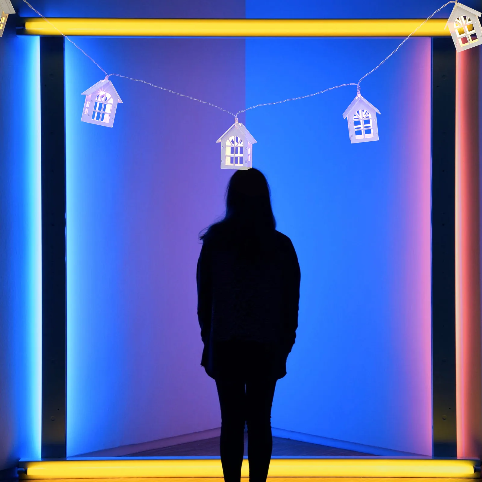 خشبية LED ضوء سلسلة 1 قطعة زينة عيد الميلاد في الهواء الطلق داخلي شجرة شرفة أكشاك مصباح سلسلة ديكور الجدة الإضاءة #1