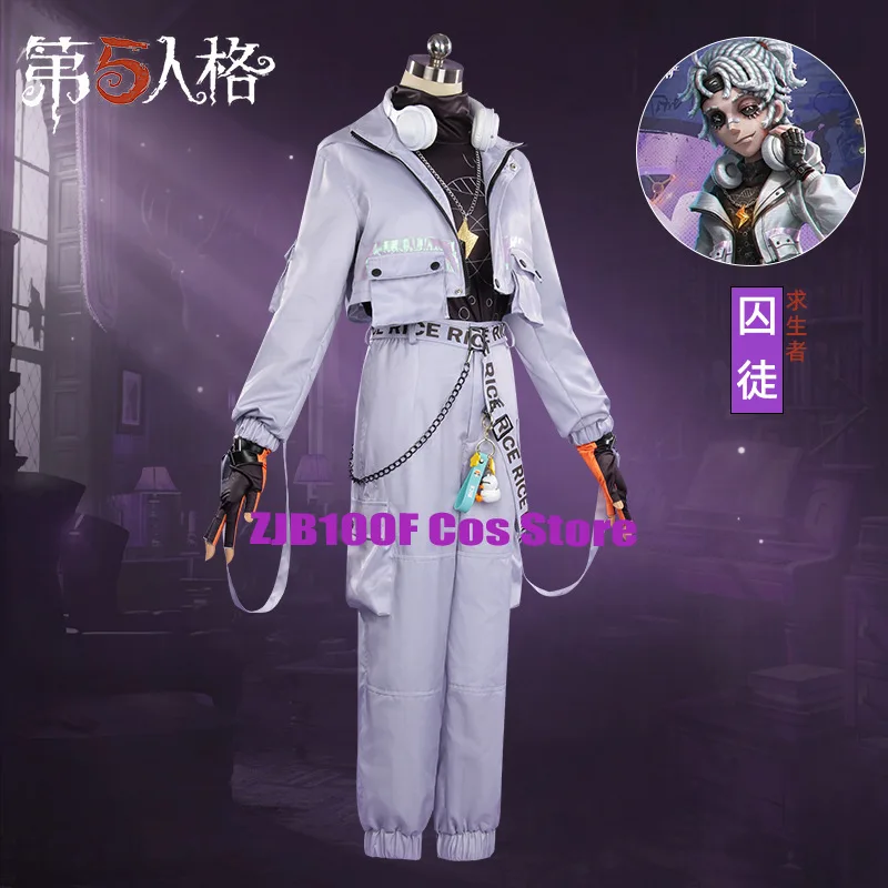 Yellow Duck Luca Balsa Cosplay Game Identity Ⅴ Costume Hooded Uniform Wig Set Anime Prisoner Cosplay Party Outfit for Men