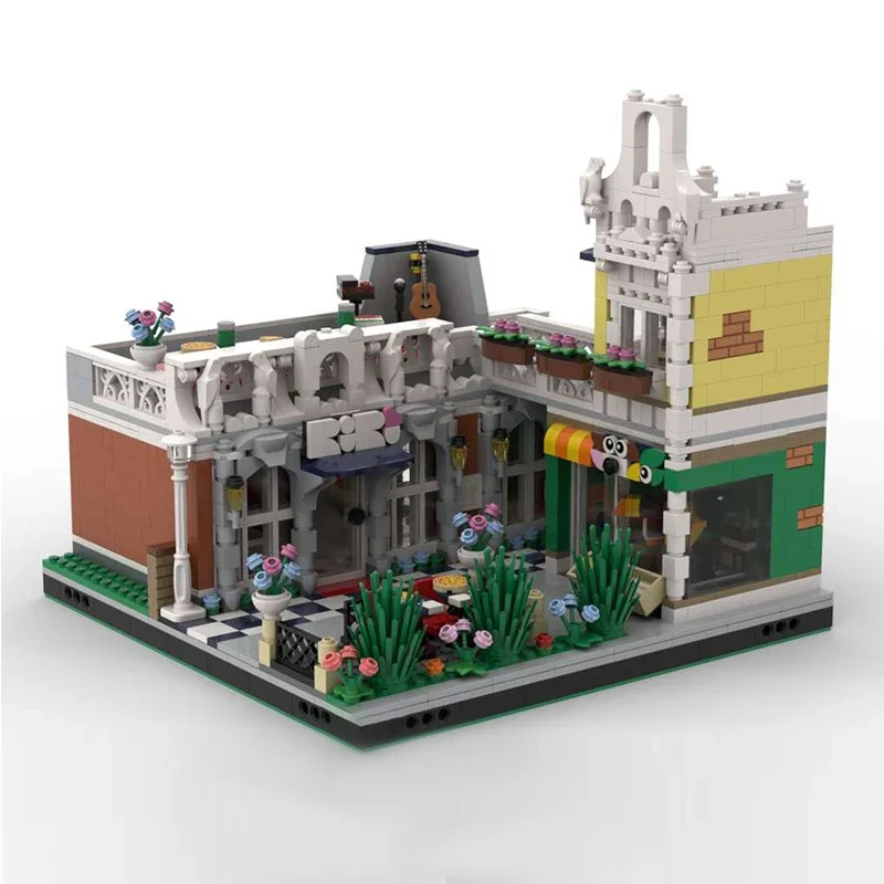 Modelo City Street View, ladrillos de construcción MOC, restaurante y tienda de mascotas, tecnología Modular, regalos, vacaciones, montar, juguetes para niños, traje