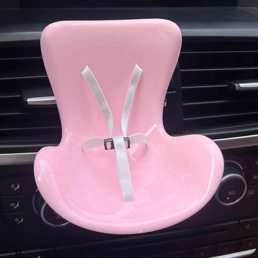 Cute Doll Car Seat with Belt Plush Doll Seat Car Decor Multi-Function Doll Vent Car Seat for Car Air-Conditioning Vents