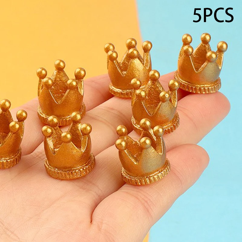 5pcs Dollhouse Miniature Resin Kawaii Crown Mini Figure Sculptures Figurines Decoration Dolls Dress Up Accessories