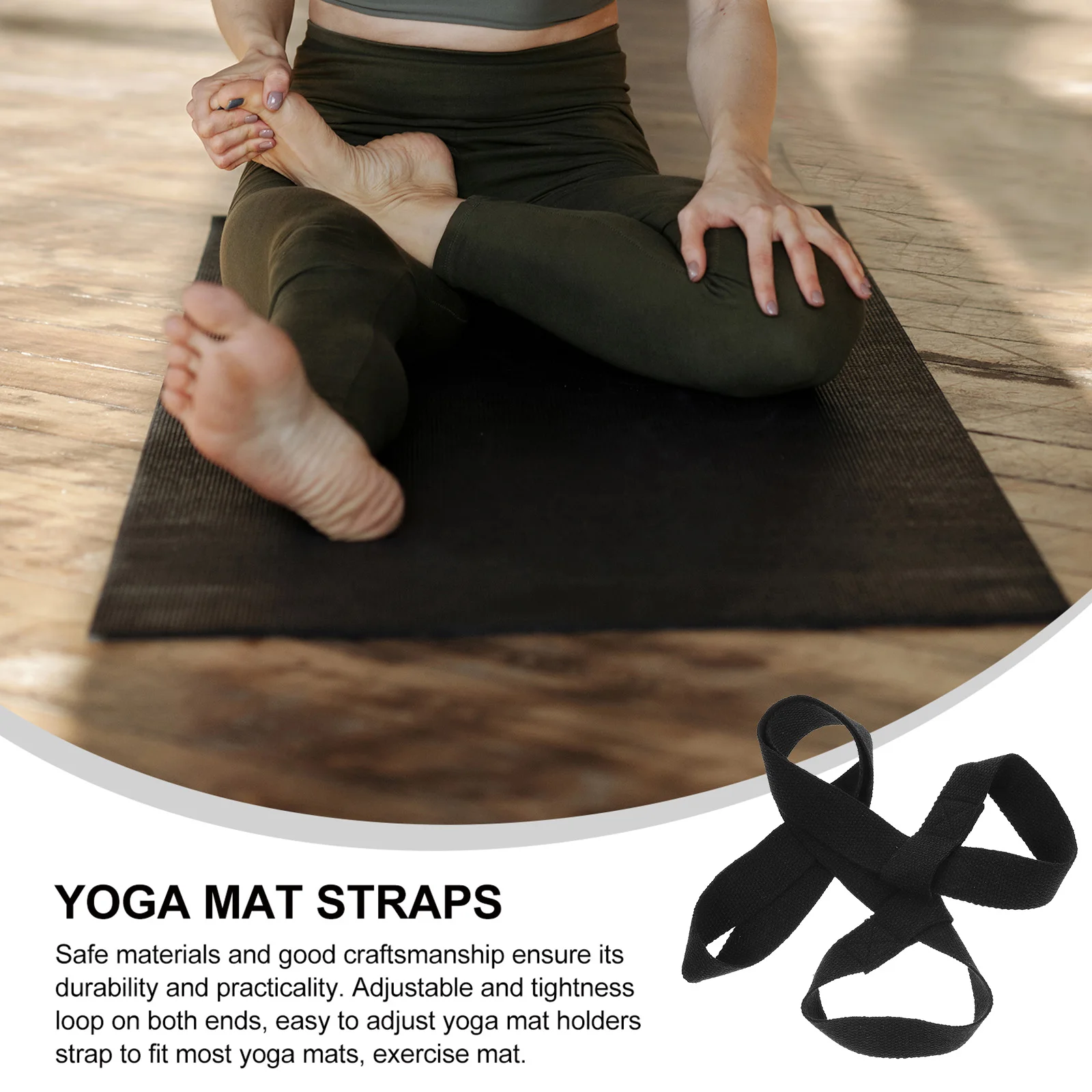 

2pcs Yoga Mat Sling Strap With Adjustable Tie Rope Durable Cotton For Hands-Free Carry Easy Storage Multi-Function Fitness