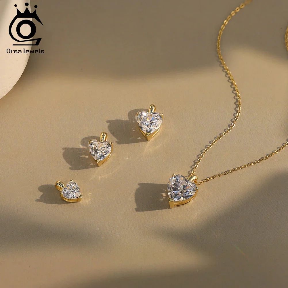 

ORSA JEWELS D Цвет Сердце Муассанит Диамантовое Ожерелье Для Женщин S925 Серебро Классические Обручальные Свадебные Украшения Подарок SMON08