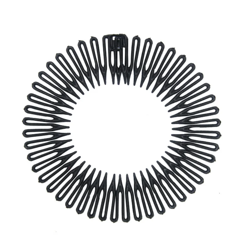 2PCS Plastic Full Circle Stretch Flexible Comb Teeth Headband Hair Hoop Band Clip Hairband for Face Wash Fixed Hair Accessories