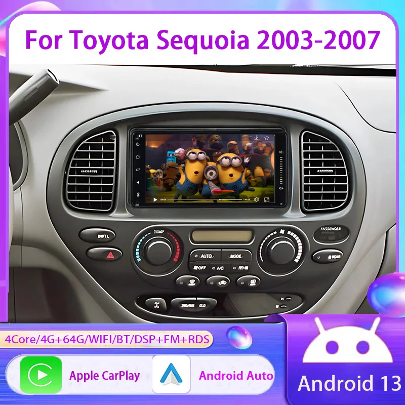 

7"Android 13 4+64GB For Toyota Sequoia 2003-2007 Car Stereo Radio Apple Carplay Head Unit GPS Navi