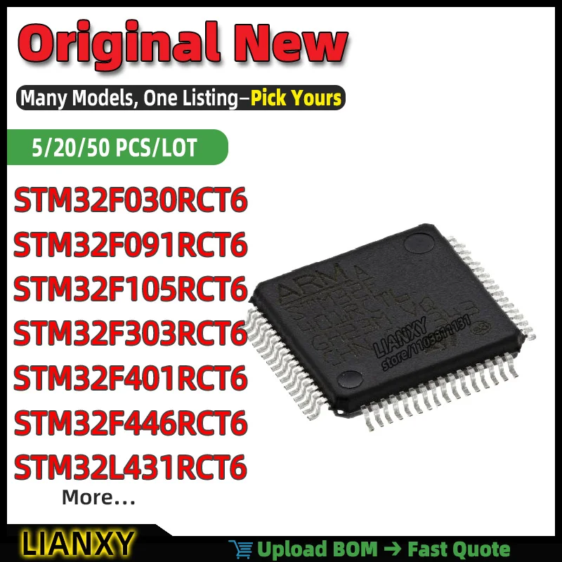 STM32F030RCT6 STM32F105RCT6 STM32L431RCT6 STM32F401RCT6 STM32F091RCT6 STM32F303RCT6 STM32F446RCT6 STM32G0B1RET6 LQFP-64 New