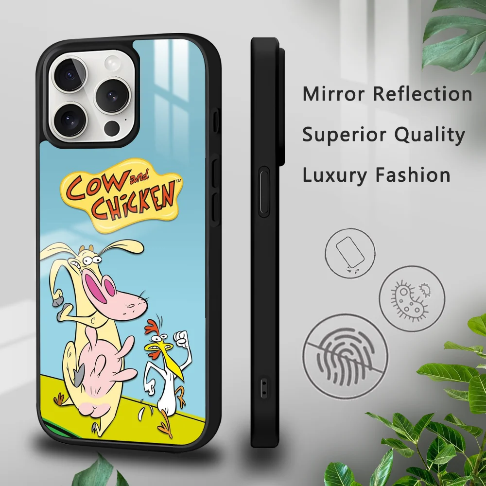 Cartoon C-Cow and C-Chicken Phone Case For iPhone 16 15 14 13 12 11 Pro Xs Max Mini Plus Celulares Hard Funda Dropshipping