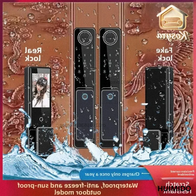 Double Door Facial Recognition Rainproof Antifreeze Sunscreen Password Fingerprint Lock Outdoor Villa Door Courtyard Smart Door