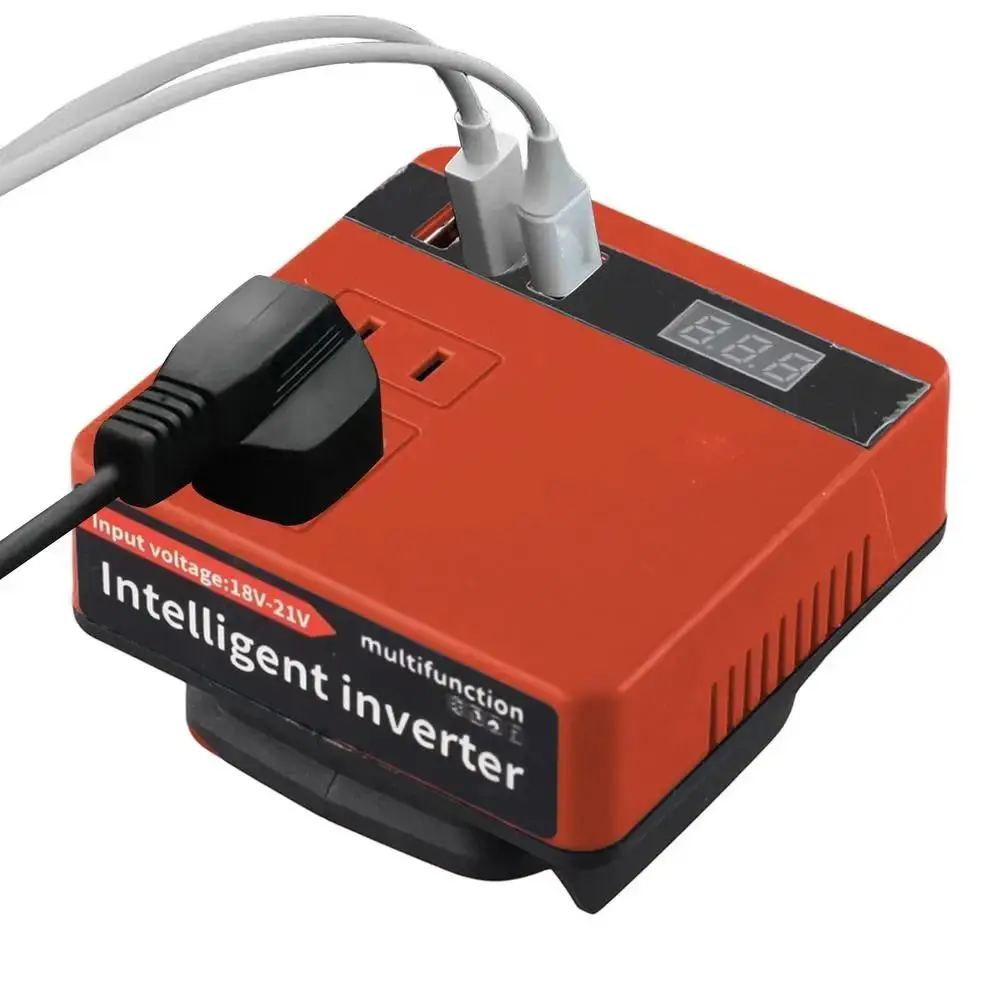 1Pcs 18V 20V To 220V Battery Inverter Dual Plug 120W Smart Transformer Household Multifunctional Outdoor Work Inverter