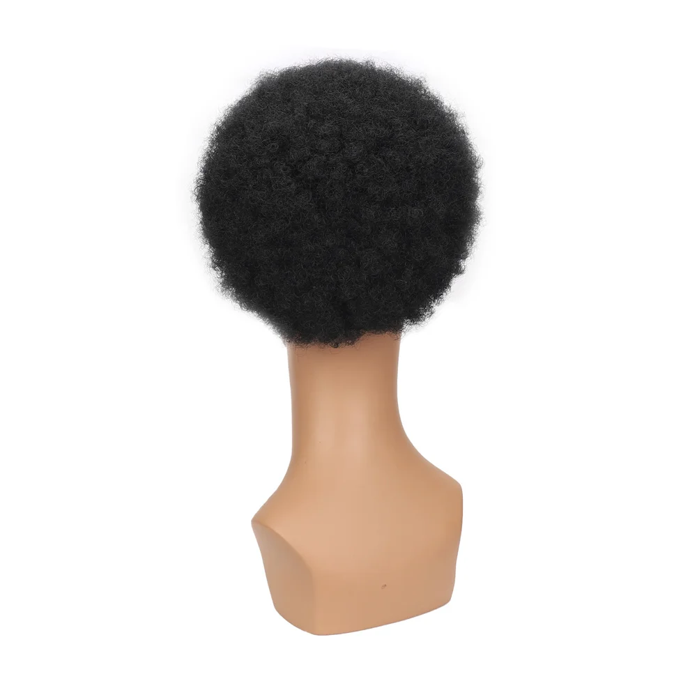 شعر مستعار أفرو قصير للرجال، غريب مجعد أسود قابل للتنفس، قبعة للحفلات التنكرية، مظهر طبيعي #4