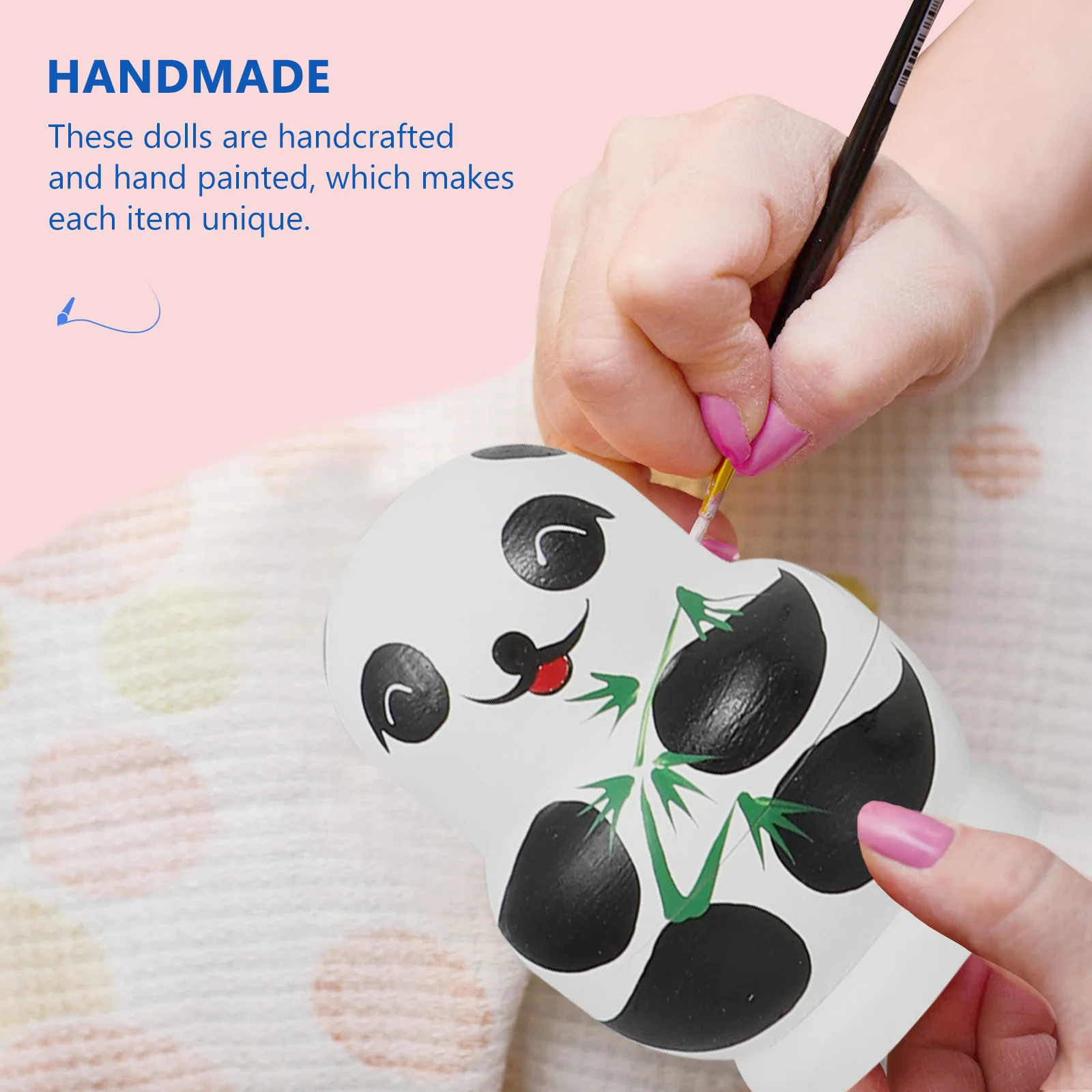 مجموعة واحدة من تصميم ماتريوشكا التعشيش الباندا الخشبي، ديكور منزلي تعليمي آمن للأطفال، طراز غريب يدوم طويلاً