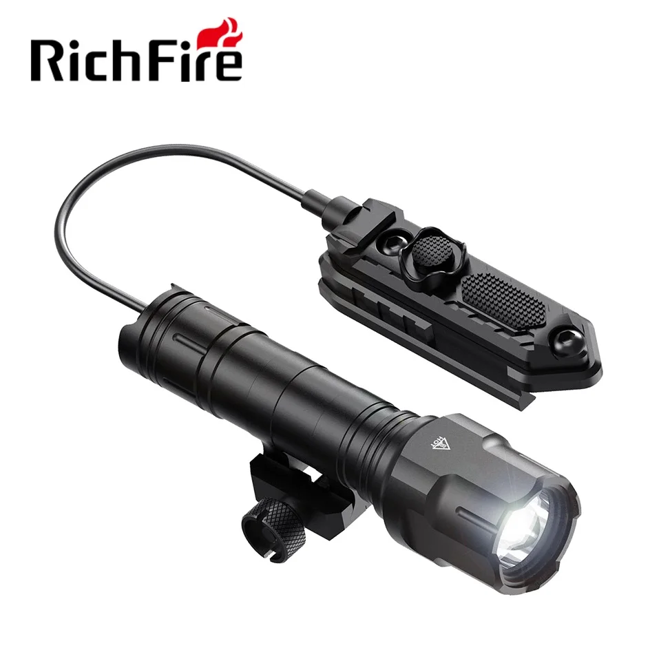 Richfire 18650 Tactical Flashlight 1200LM 6500K Weapon Light with Mlok System Remote Pressure Switch for Picatinny Rail