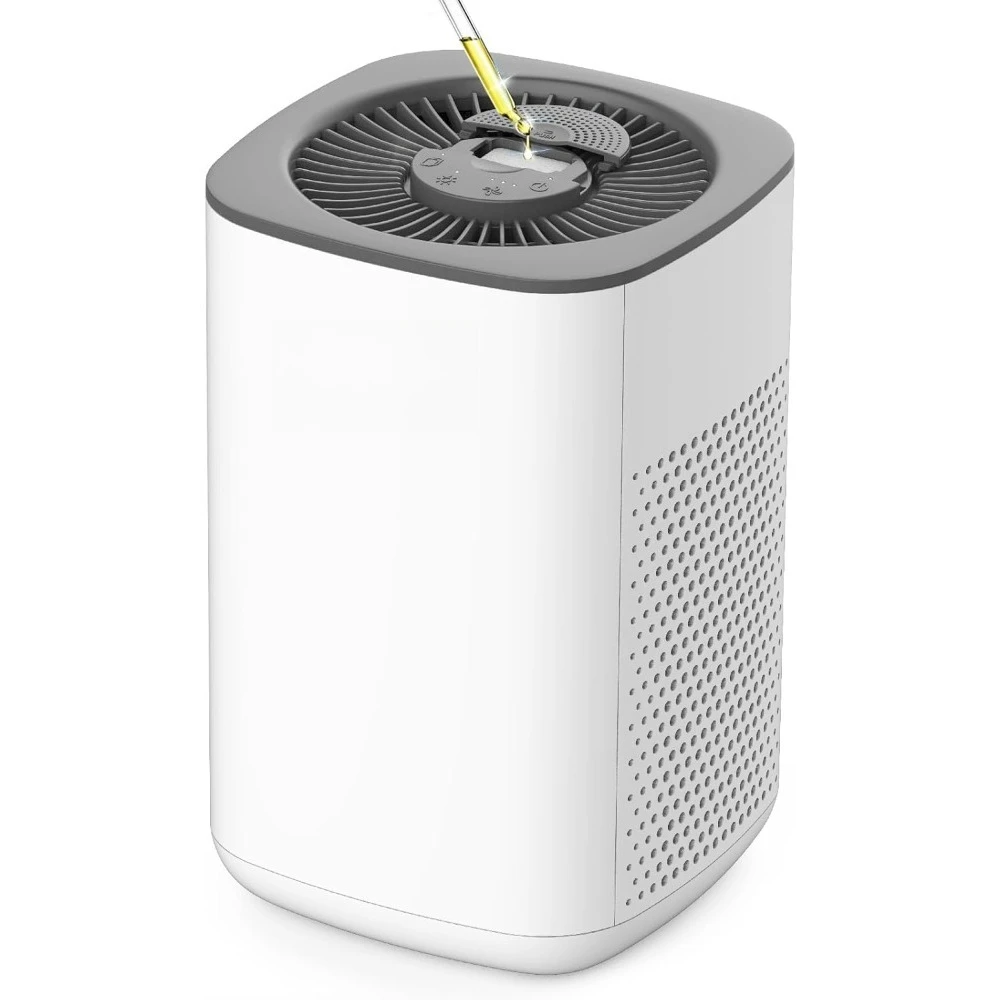 

Маленький очиститель воздуха для дома, спальни, офиса, рабочего стола, 20 дБ, тихий HEPA-фильтр 3 в 1 с диффузором эфирного масла для дымовой пыли