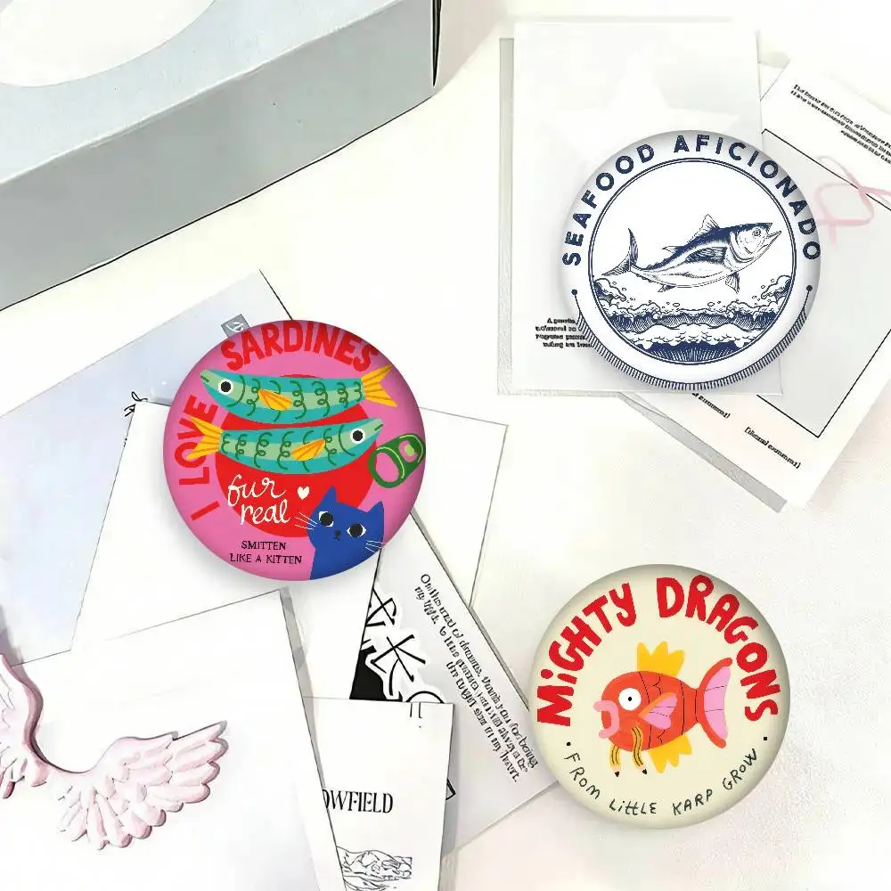 Logo Sardines Art  Anime Button Pin Handmade Brooch For Clothes Cartoon Badge Backpack Decoration Jewelry Accessories