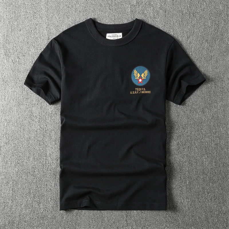 100% Cotton 200gsm American USAF Air Force Heavyweight TEE Amekaki T-shirt Round Neck Short Sleeve T-shirt Men's Summer Vintage