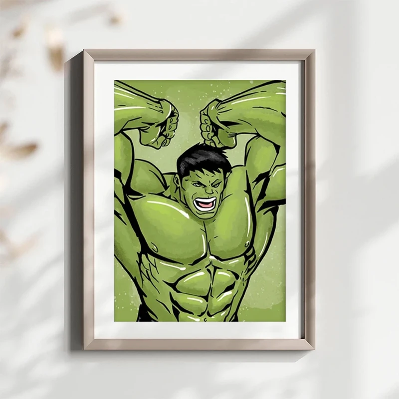 Frameless Marvel Avengers Canvas Painting Spider-Man Iron Man Captain America Hulk Movie Posters Wall Art Mural Pictures Boys Ro