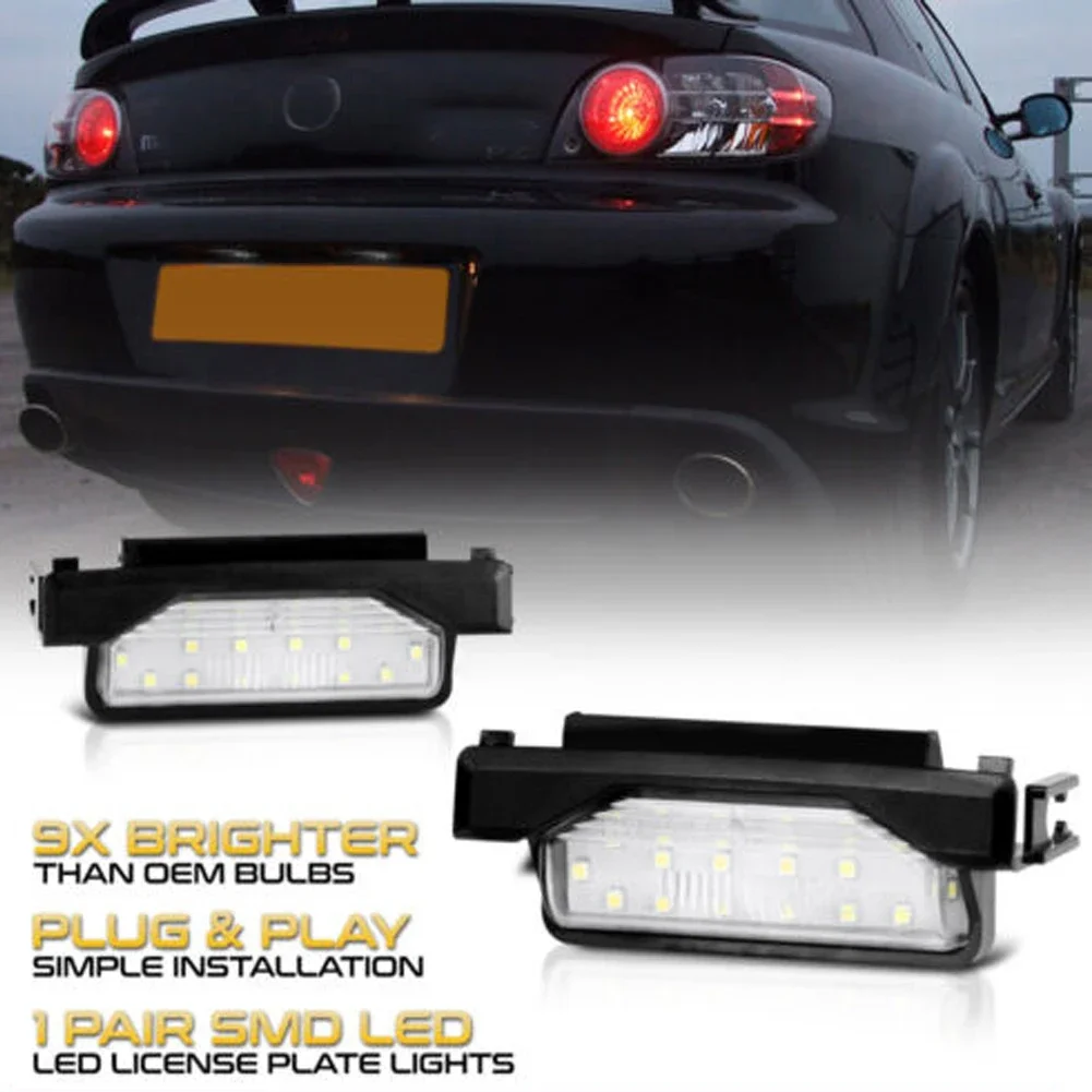 2004-2011 for Mazda RX8 RX-8 [BRIGHT WHITE] SMD LED License Plate Light Housing Pair