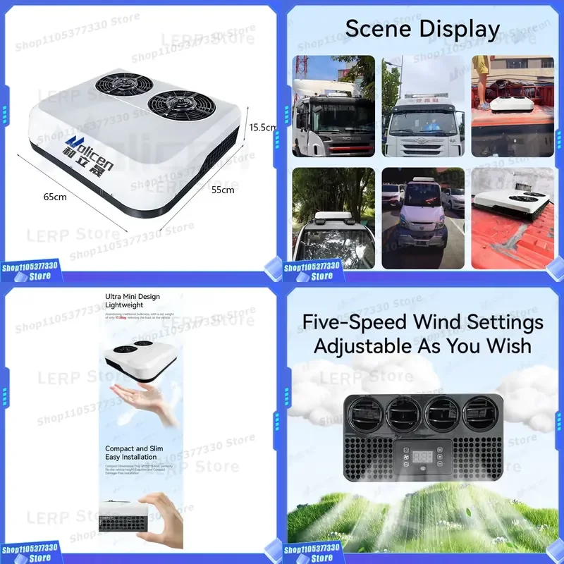 12V 24V DC Truck Roof Air Conditioner Electric RV AC Unit for Tractor Parking Cooling System Heavy Duty Vehicle Climate