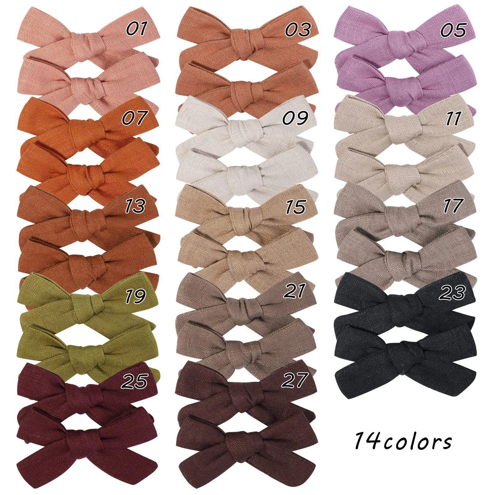 2pc/lot New Linen Cotton Hair Bow Children Baby Girls Hair Clips Hair Bow Hairpins Solid Color Kids Hair Accessories Barrettes