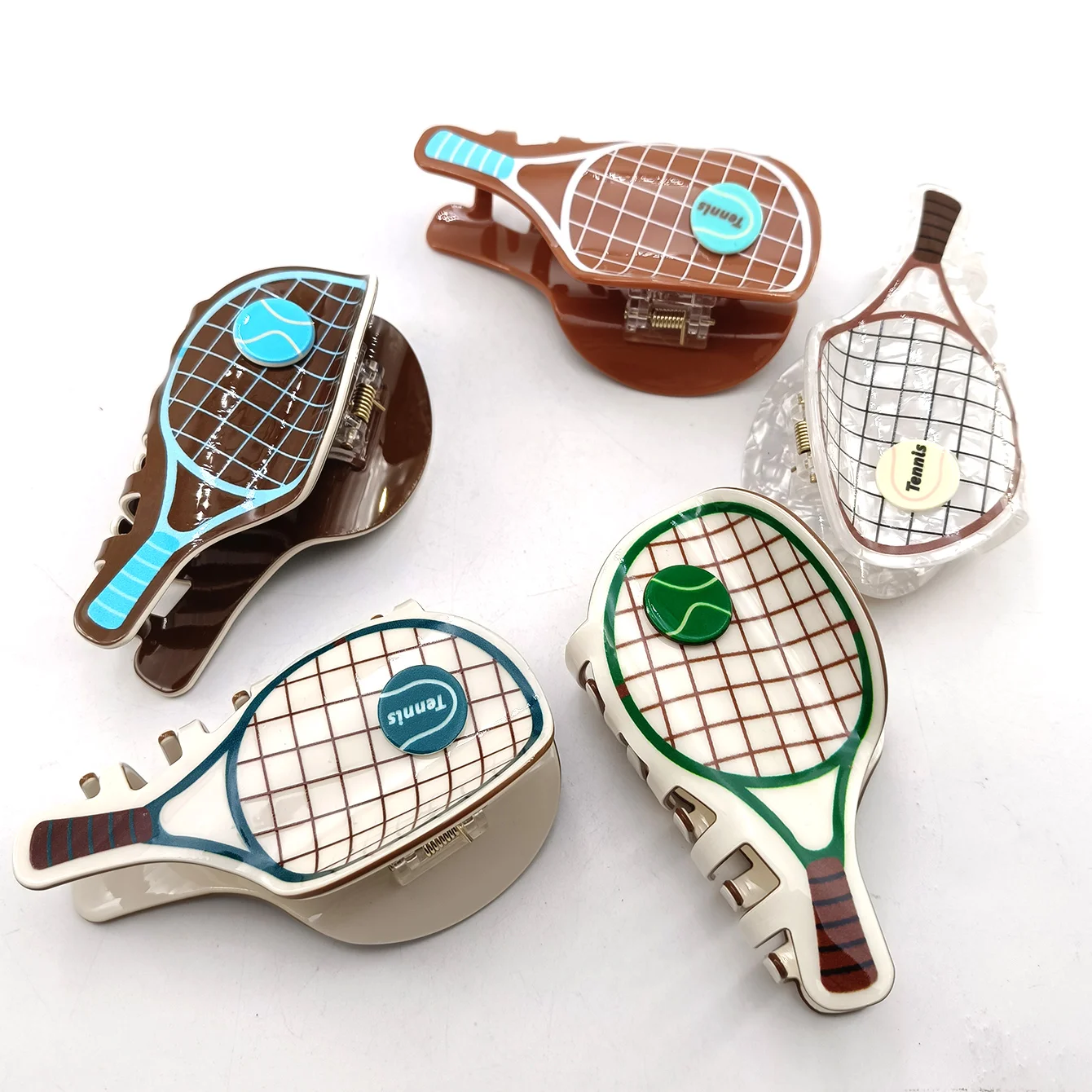 1/2 Stück Niedliche und Kreative Sport-Tennisschläger-Accessoires, Krallen-Haarspange, Haifisch-Haarspange, Haar-Accessoires
