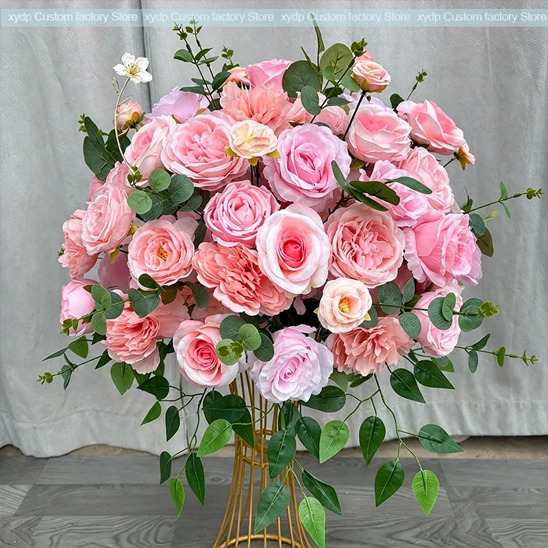 Künstliche rosa-weiße Rosen, Tischdekoration für Hochzeiten, Blumenkugel, Blumenarrangement, Blumen-Hintergrund für Hochzeiten, Party- und Empfangsdekoration. – Detail 6