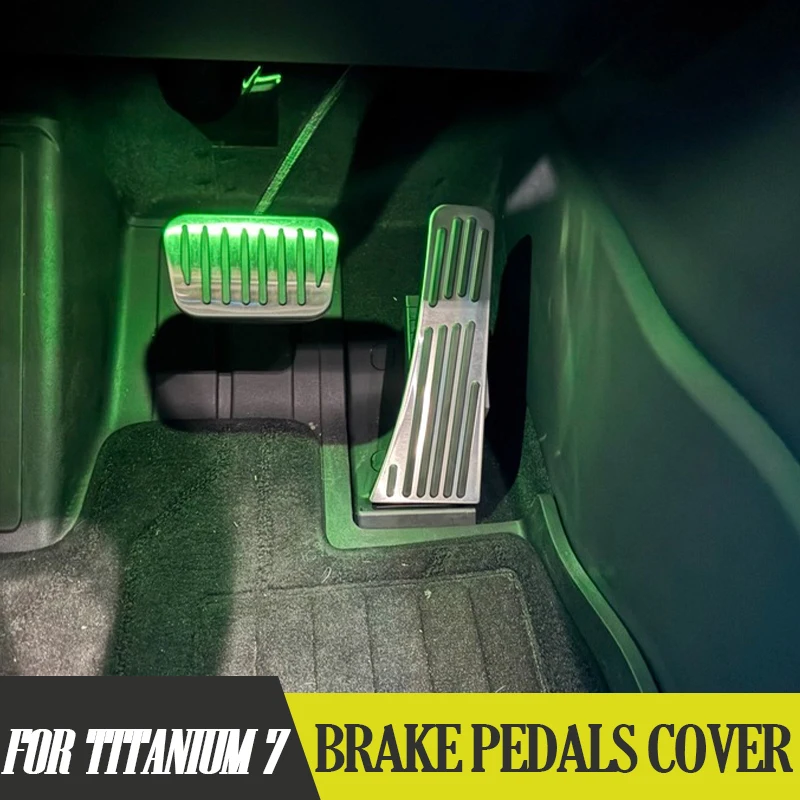 

Aluminum Brake Pedals Cover for BYD Leopard 7 Titanium 7 Anti-Slip Textured Metal Foot Pedals No-Drill Interior Mod Accessory