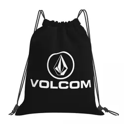 Volcom-mochilas con Logo circular blanco, mochilas con cordón, paquete de bolsillo, bolsas de libros deportivos para la escuela de viajes, el mejor texto Simple
