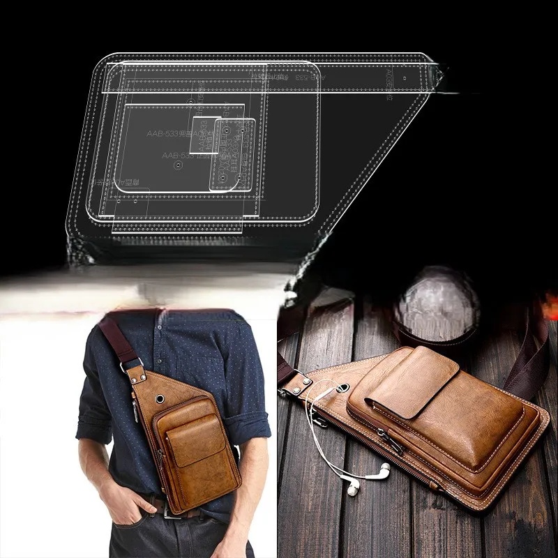 

Leather Pattern Acrylic Cutting Template - DIY Craft Stencil for Handmade Envelope Bag, Passport Holder & Document Pouch