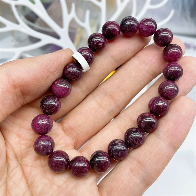 Natural Ruby Bracelet Handmade Women Healing Gemstone Crystal Strand Bangles Lovers Girlfriend Jewelry Gift 1PCS 9MM