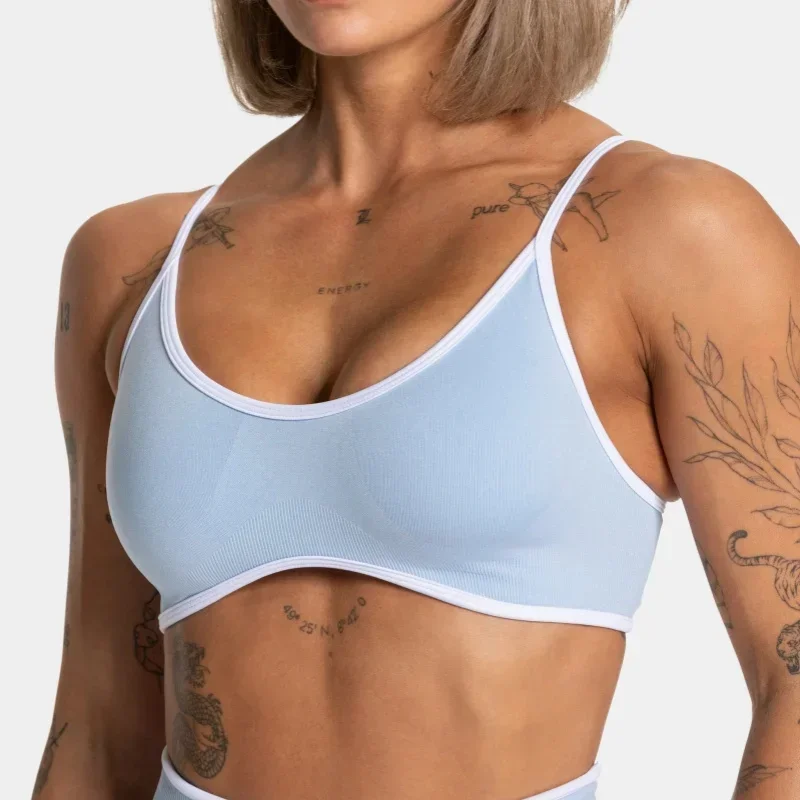 Sommer Nahtlose Yoga Tops Frauen Einfarbig Gym Sport-Bh Sexy Backless Stricken Bh mit Brust Kissen Hosenträger Atmungsaktive Bh – Detail 4