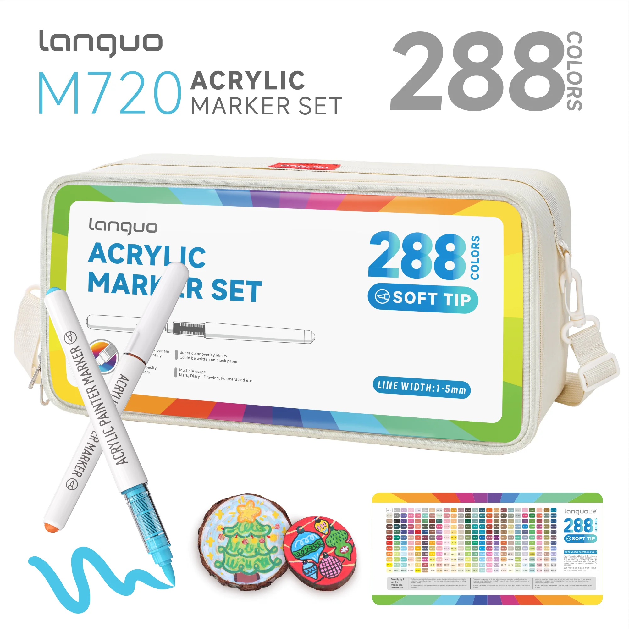 Languo acrylic markers, Languo 288/240/192/96 Colors Direct Liquid Acrylic Marker Pens,With Replacement Pen Tips