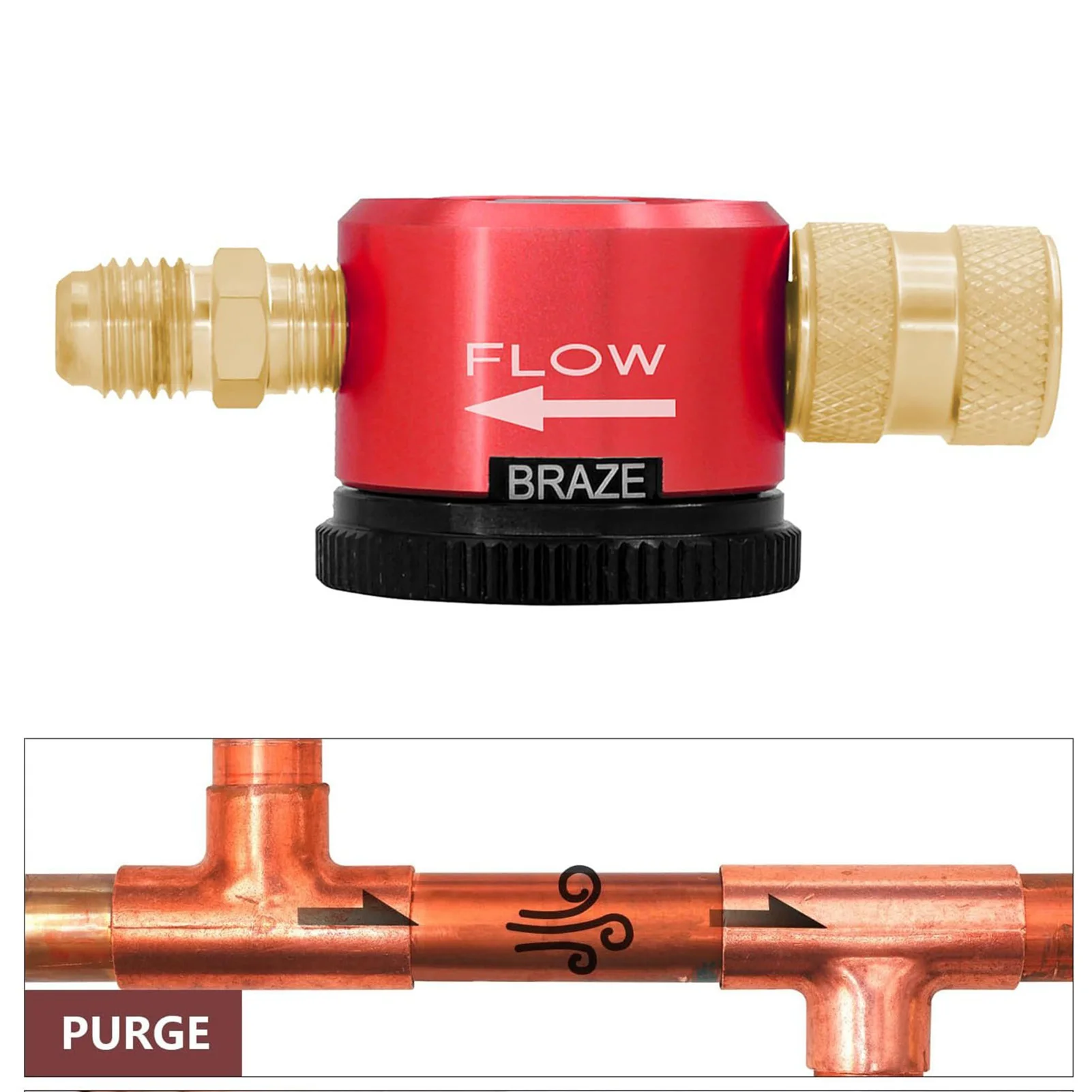 Nitrogen Purge Tool 1/4 Inch Connector Nitrogen Gas Regulator Brazing Tool for HVAC Equipment Nitrogen Regulator Purge Tool