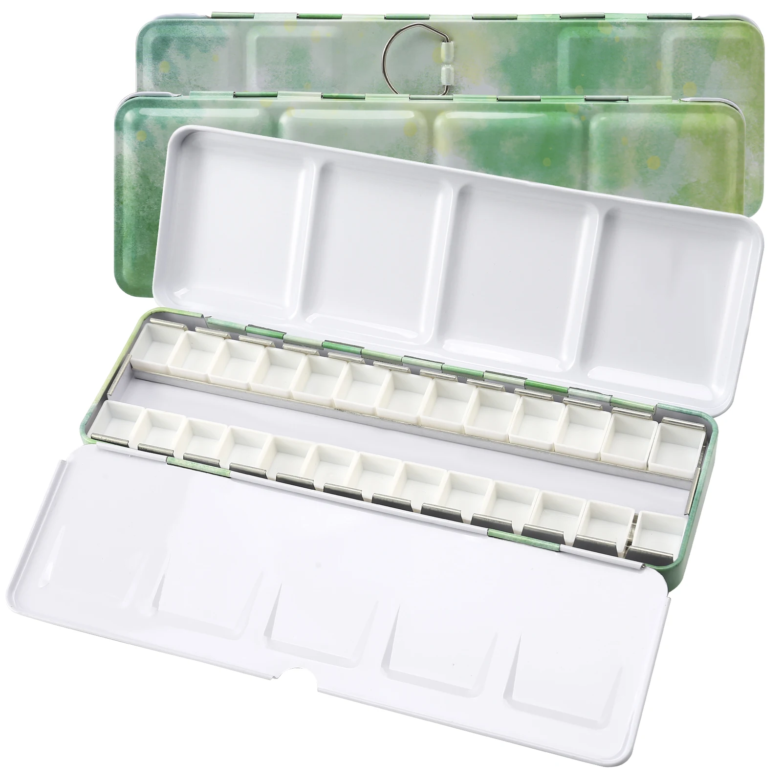 Watercolor Palette Empty w/Removable Paint Tray & 26PCS Empty Watercolor Half Pans - Travel Watercolor Palette with Lid