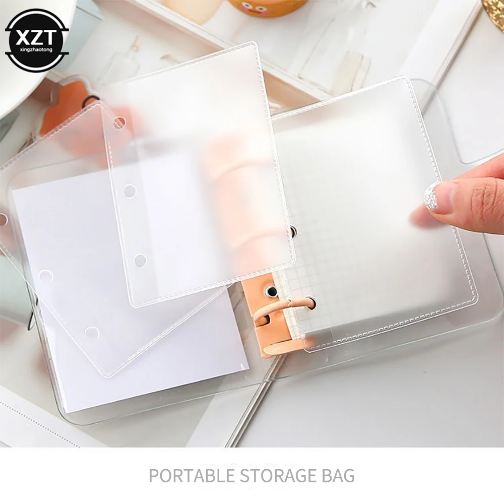 Simple Style 3-hole Loose-leaf Mini Hand Book PVC Transparent Shell Portable Coil Diary Office School Supplies Stationery