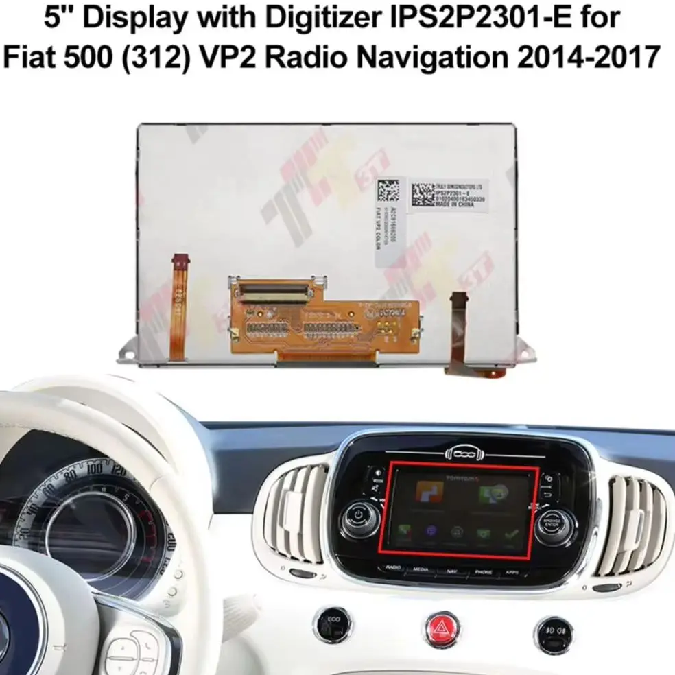 

Dashboard LCD 5" Display with Digitizer for Fiat 500 330 VP2 Radio Navigation Instrument Cluster IPS2P2301-E
