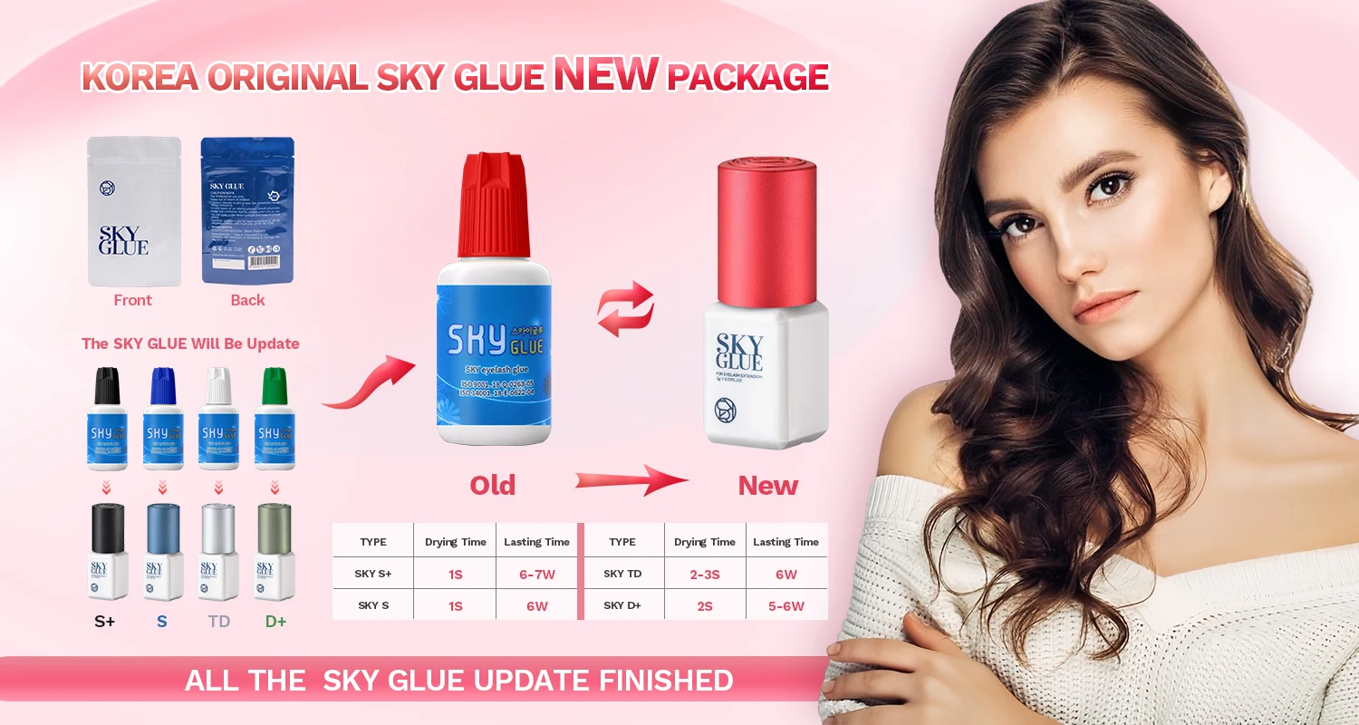 Original Korea Eyelash Extensions Sky Glue with Red Cap 1-2 Seconds Dry Time 6-7 Weeks Fastest and Strongest Glue