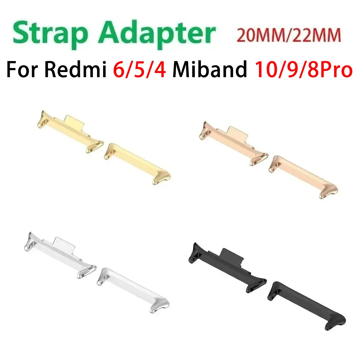 20/22MM 1Pair Adapter for Redmi Watch 4 5 6 Watchband Connector Bracelet Stainless Steel for Xiaomi Mi Band 10 9 8 Pro