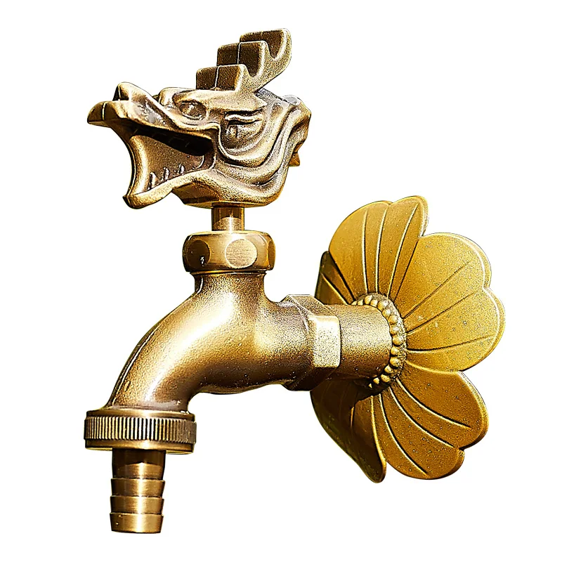 Antique Outdoor Animal Creative Copper Faucet Anti-Freezing Sun Protection Outdoor Garden Courtyard Household Washing  Faucet