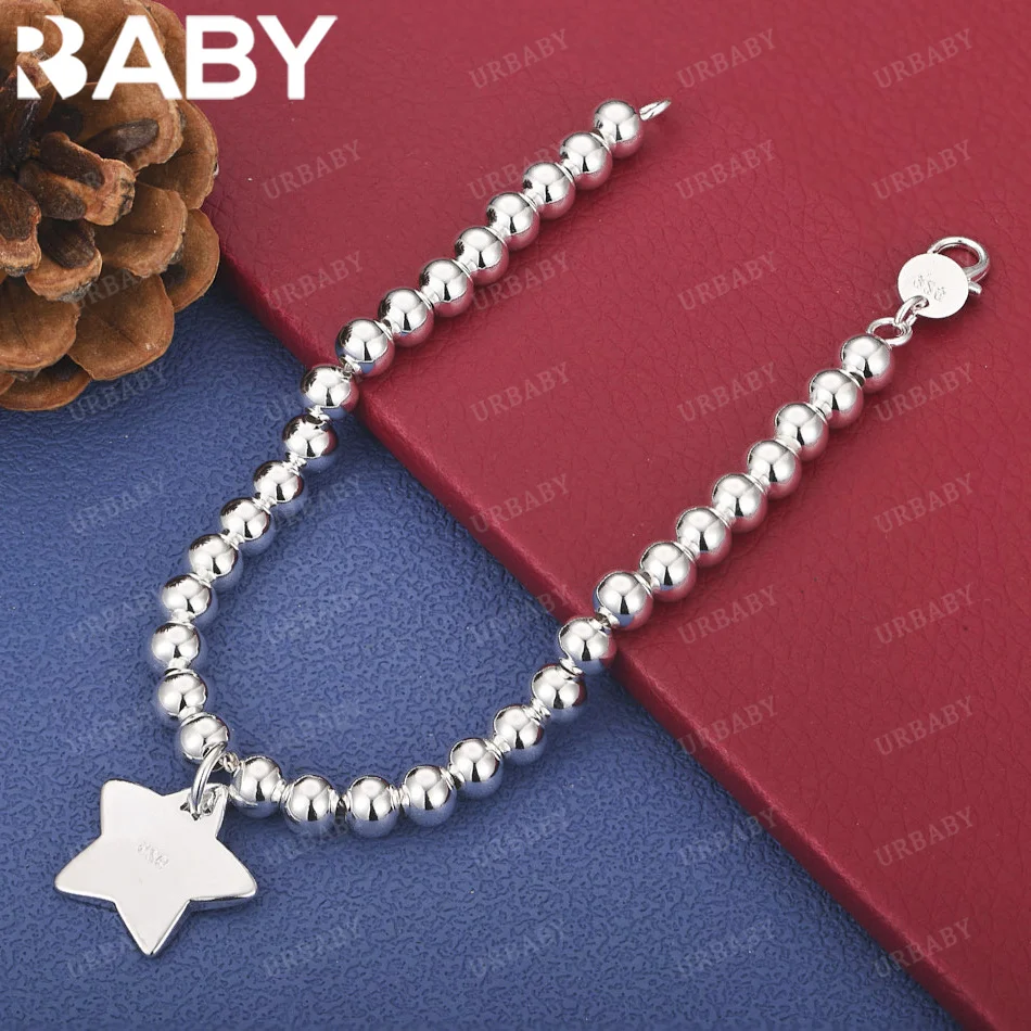 

URBABY 925 Sterling Silver Star Pendant Bracelet For Men and Women Fashion Jewelry Valentine's Day Gift Lovers